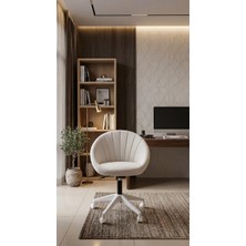 Sahmatra Falcons Istiridye Ev ve Ofis Çalışma Sandalyesi | Bilgisayar Koltuğu | Berjer | Beyaz Ayak | Babyface Kumaş - Krem