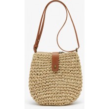 Mollycrush Deri Askılı Hasır Kadın Omuz Çantası - Çapraz Ayarlanabilir Bohem Yazlık Şık Tasarım