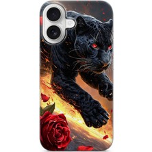 Karsu Design iPhone 16 Uyumlu Baskılı Şeffaf Telefon Kılıfı | Koleksiyon: Minimal Black Panther