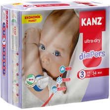 Kanz Bebek Bezi Midi 4-9 kg / 34 Adet - Ekonomik Paket 3 Numara