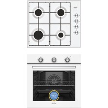 Simfer Trend Dijital Beyaz Turbo Özellikli Emaye Ocaklı 2'li Ankastre Set (Fırın+Ocak)