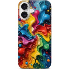 Karsu Design iPhone 16 Plus Uyumlu Baskılı Şeffaf Telefon Kılıfı | Koleksiyon: Abstract Color Splash