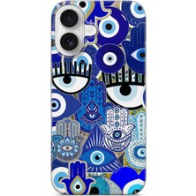 Karsu Design iPhone 16 Plus Uyumlu Baskılı Şeffaf Telefon Kılıfı | Koleksiyon: Minimal Evil Eye