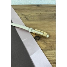 Paşala Leather Hakiki Deri Kadın Kemer Bej Gold U Tokalı 2 cm Genişlik Dikişli Bombeli Elbise Uyumlu