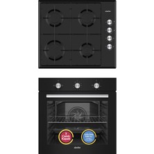 Simfer Trend Mekanik Siyah Turbo Özellikli Emaye Ocaklı 2'li Ankastre Set (Fırın+Ocak)