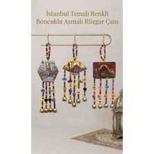 Wolawood Türkiye Istanbul Temalı Renkli Boncuklu Asmalı Rüzgar Çanı Dekoratif Balkon Duvar Kapı Süsü Zilli Şık Dekor El Yapımı Hediyelik Eşya Lüks Aksesuar
