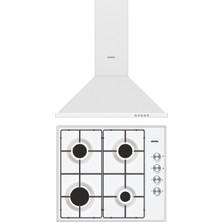 Simfer Trend Beyaz Emaye Ocaklı Piramit Davlumbazlı 2'li Ankastre Set (Ocak + Davlumbaz)