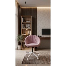 Sahmatra Falcons Istiridye Ev ve Ofis Çalışma Sandalyesi | Bilgisayar Koltuğu | Berjer | Beyaz Ayak | Babyface Kumaş - Pembe