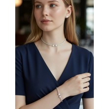 Biju Yılmaz Vip Silver Taşlı Kolye Bileklik Küpe Set - 26SET09