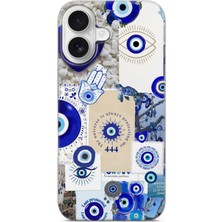 Karsu Design iPhone 16 Plus Uyumlu Baskılı Şeffaf Telefon Kılıfı | Koleksiyon: Minimal Evil Eye