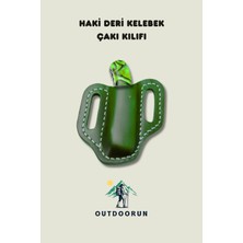 Outdoorun Haki Deri Kemer Aparatlı  Çakı Kılıfı