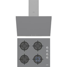Simfer Trend Gri 2'li Cam Ankastre Set (Ocak + Davlumbaz)