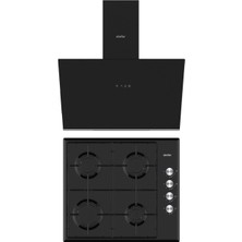 Simfer Trend Siyah Emaye Ocaklı 2'li Ankastre Set (Ocak + Davlumbaz)