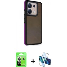 İlk El Grup Ieg™ Redmi Note 13 Pro 5g Kılıf Eksen Işık - Siyah 3D Antistatik Seramik Nano Ekran Koruyucu + Gümüş Raze Metal Kamera Lens