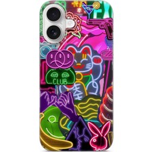 Karsu Design iPhone 16 Uyumlu Baskılı Şeffaf Telefon Kılıfı | Koleksiyon: Neon Light Designs