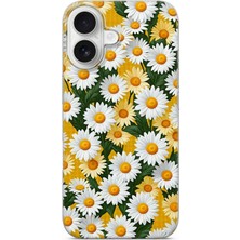 Karsu Design iPhone 16 Plus Uyumlu Baskılı Şeffaf Telefon Kılıfı | Koleksiyon: Soft Daisy