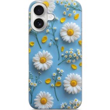 Karsu Design iPhone 16 Uyumlu Baskılı Şeffaf Telefon Kılıfı | Koleksiyon: Soft Daisy
