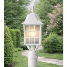 Akviva Kafesli Direk Üstü Fener Bahçe Aydınlatma Armatürü Beyaz