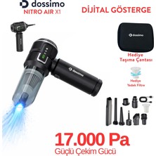 Dossimo Nitro X1 Kablosuz Araç Içi Süpürge | Güçlü Vakum | Hava Pompası | Dijital Gösterge | Çanta Hediyeli