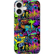 Karsu Design iPhone 16 Plus Uyumlu Baskılı Şeffaf Telefon Kılıfı | Koleksiyon: Grafitti Street Art