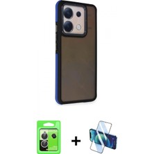 İlk El Grup Ieg™ Redmi Note 13 Pro 5g Kılıf Eksen Işık - Siyah 3D Antistatik Seramik Nano Ekran Koruyucu + Gümüş Raze Metal Kamera Lens