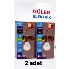 K2 076 Şarjlı Ampul 12W  Çift Bataryalı Beyaz 2ADET