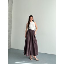 Tensel Kumaş Cep Detaylı ve Kemerinin Içi Lastikli Spor Etek