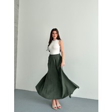 Tensel Kumaş Cep Detaylı ve Kemerinin Içi Lastikli Spor Etek