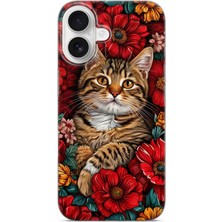 Karsu Design iPhone 16 Uyumlu Baskılı Şeffaf Telefon Kılıfı | Koleksiyon: Minimal Cat Line Art