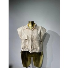 Jakarlı Kolsuz Gömlek Ceket