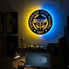 Onerous LED Işıklı Taraftar Tablo SARI Mavi  Aydınlatmalı Dekoratif Mdf Ahşap Duvar Tablosu Anahtarlı Adaptörlü Hediyelik Ev Oda Salon Dekorasyon