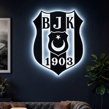 Onerous LED Işıklı Taraftar Tablo Siyah Beyaz Aydınlatmalı Dekoratif Mdf Ahşap Duvar Tablosu Anahtarlı Adaptörlü Hediyelik Ev Oda Salon Dekorasyon