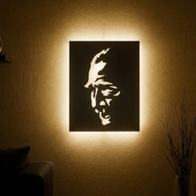 Onerous LED Işıklı Atatürk Portre Silüet Tablo Aydınlatmalı Dekoratif Mdf Ahşap Duvar Tablosu Anahtarlı Adaptörlü Hediyelik Ev Ofis Salon Dekor