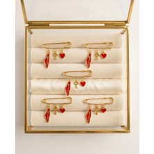 Zaytoon 5\'li Filistin Haritası Kırmızı Rengi, Fetih Anahtarlığ ve Kırmızı Kalıbı Üçlü Yaka Iğnesi Broş A300057-05