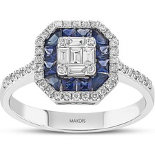 Makdis Pırlanta 0.75 Karat Safir Baget Pırlanta Yüzük
