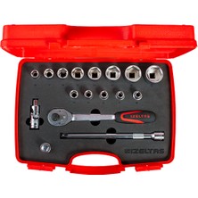 CTR Ticaret Izeltaş 1/2" Altı Köşe Lokma Anahtar Takımı (17 Parça) - Profesyonel Büyük Boy Set - 10-32 mm Arası