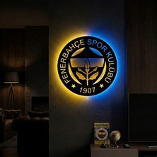 Onerous LED Işıklı Taraftar Tablo Sarı Lacivert Ahşap Aydınlatmalı Dekoratif Mdf Duvar Tablosu Anahtarlı Adaptörlü Hediyelik Salon Oda Dekorasyon