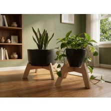 Dekoratif  Saksılık 2 'li -  Ahşap Bitki Saksı Altlığı 30 cm ve 19 cm Çap (2 Farklı Renk Seçeneği)