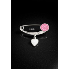 Miraç Gümüş Takı Atölyem 925 Ayar Gümüş Kalp Detaylı Çocuk Çengelli Iğne