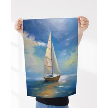 Rosaart Minimal Yelkenli Poster– Modern Deniz ve Yelkenli Temalı Soyut Çerçevesiz Poster - Duvar Dekoru