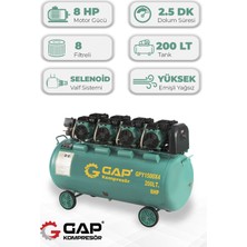 GAP Kompresör Hava Kompresörü Yüksek Emişli Yağsız Teknoloji 200 Lt GPY-1500x4
