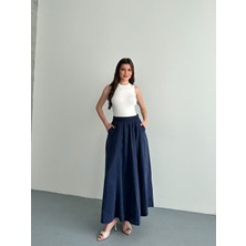 Tensel Kumaş Cep Detaylı ve Kemerinin Içi Lastikli Spor Etek