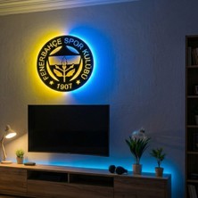 Onerous LED Işıklı Taraftar Tablo Sarı Lacivelt Aydınlatmalı Dekoratif Mdf Ahşap Duvar Tablosu Anahtarlı Adaptörlü Hediyelik Ev Oda Salon Dekorasyon