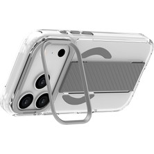 Piili iPhone 17 Pro Metal Stand Grip Magsafe Kılıf Gri
