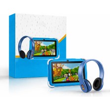 Ccıt Kids Combo 7” Çocuk Tablet + Kulaklık Seti | 4gb Ram 128GB Hafıza | Koruyucu Kılıf | Eğitici & Güvenli Kullanım | Mavi