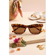 Lozzo Kadın Leopar Çerçeve Kare UV400 Güneş Gözlüğü 23014 C2