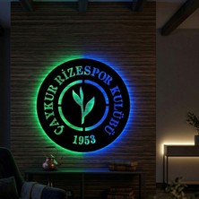 Onerous LED Işıklı Taraftar Tablo Yeşil Mavi Aydınlatmalı Dekoratif Mdf Ahşap Duvar Tablosu Anahtarlı Adaptörlü Hediyelik Ev Oda Salon Dekorasyon