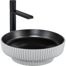 Eva Banyo E-W1501MSB Tezgah Üstü Lavabo Mat Siyah & Beyaz