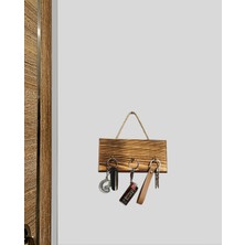 Ahşap Duvar Askılığı – Halatlı Rustik Dekoratif Anahtar Askılığı (3 Kancalı / 3 Renk) | Brothers Craft