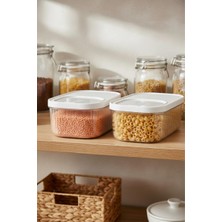 EW's Kitchenware 2'li 5 Lt Multibox Beyaz Kayar Kapaklı Saklama Kabı & Erzak Kabı & Toz ve Tablet Deterjan Kutusu